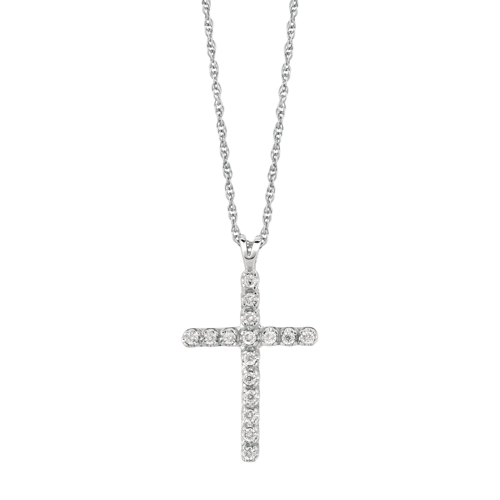 Sterling Silver 18" .05ct Diamond Cross Necklace
