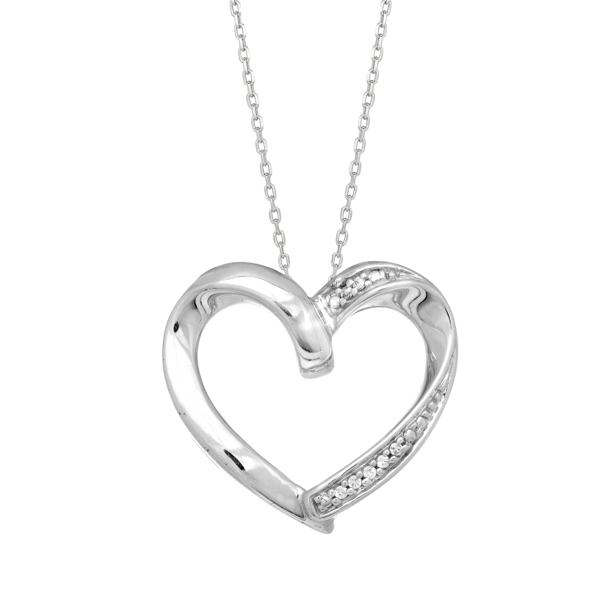 Sterling Silver Diamond Accent .03ct Heart 18" Necklace