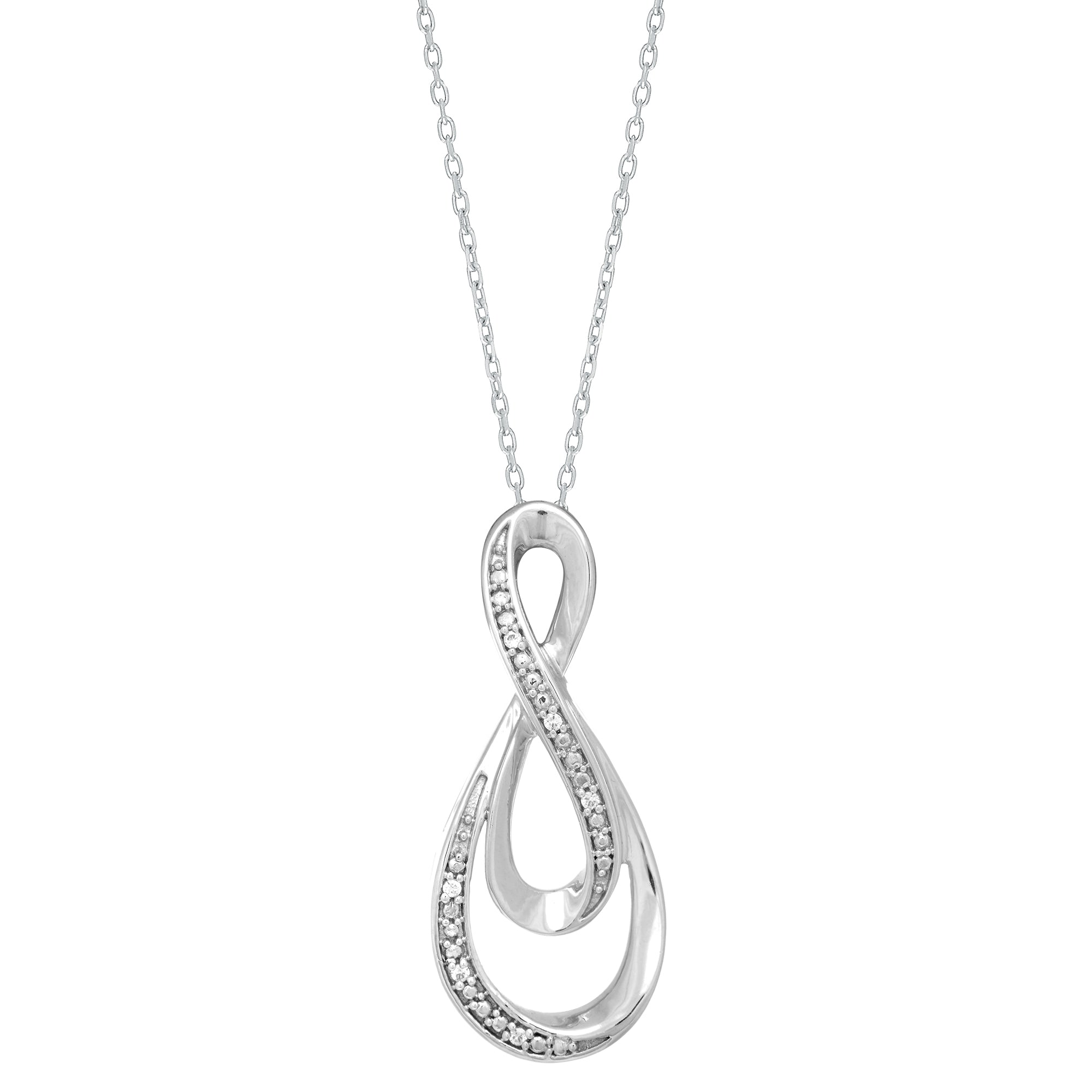 Sterling Silver Diamond Accent .03ct Infinity 18" Necklace