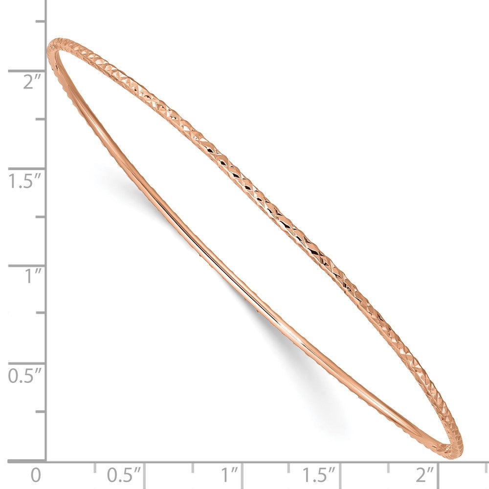 14k 1.5mm Rose Gold Diamond-Cut Slip-on Bangle Bracelet