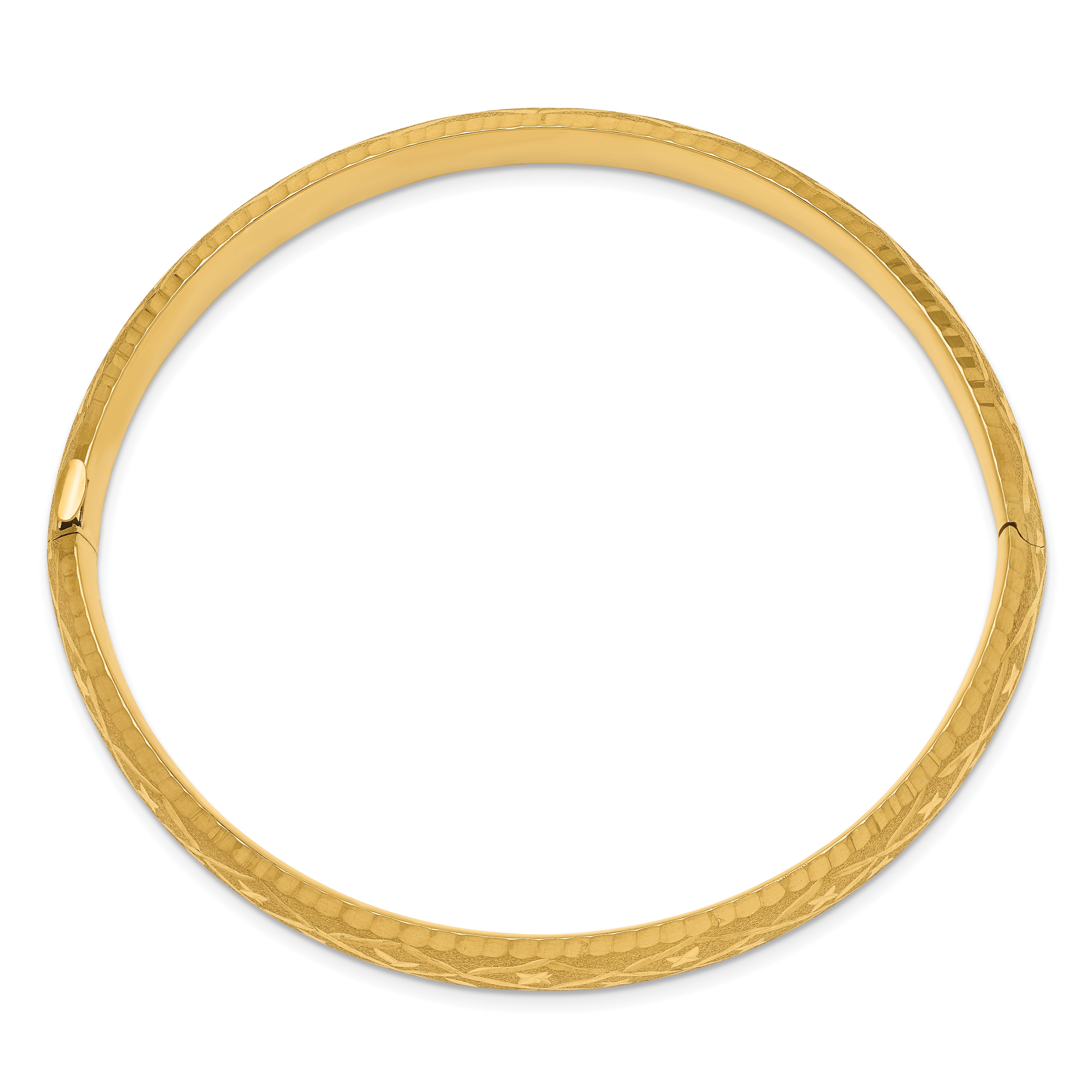 14K 5/16 Diamond-Cut Fancy Hinged Bangle Bracelet