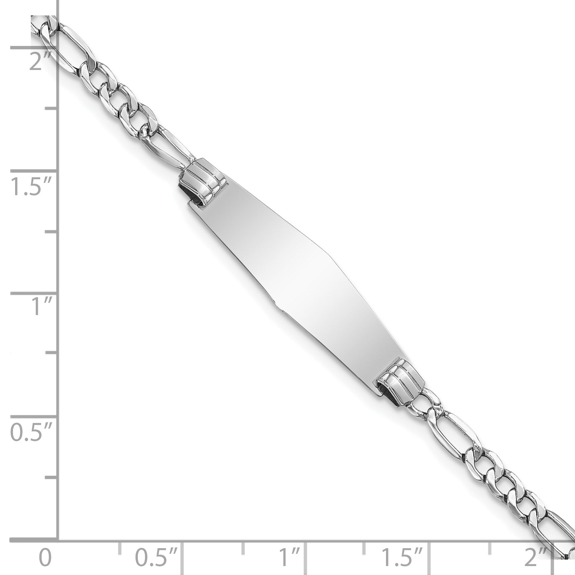 14K Wg Semi-Solid Soft Diamond Shape Figaro Link Id Bracelet