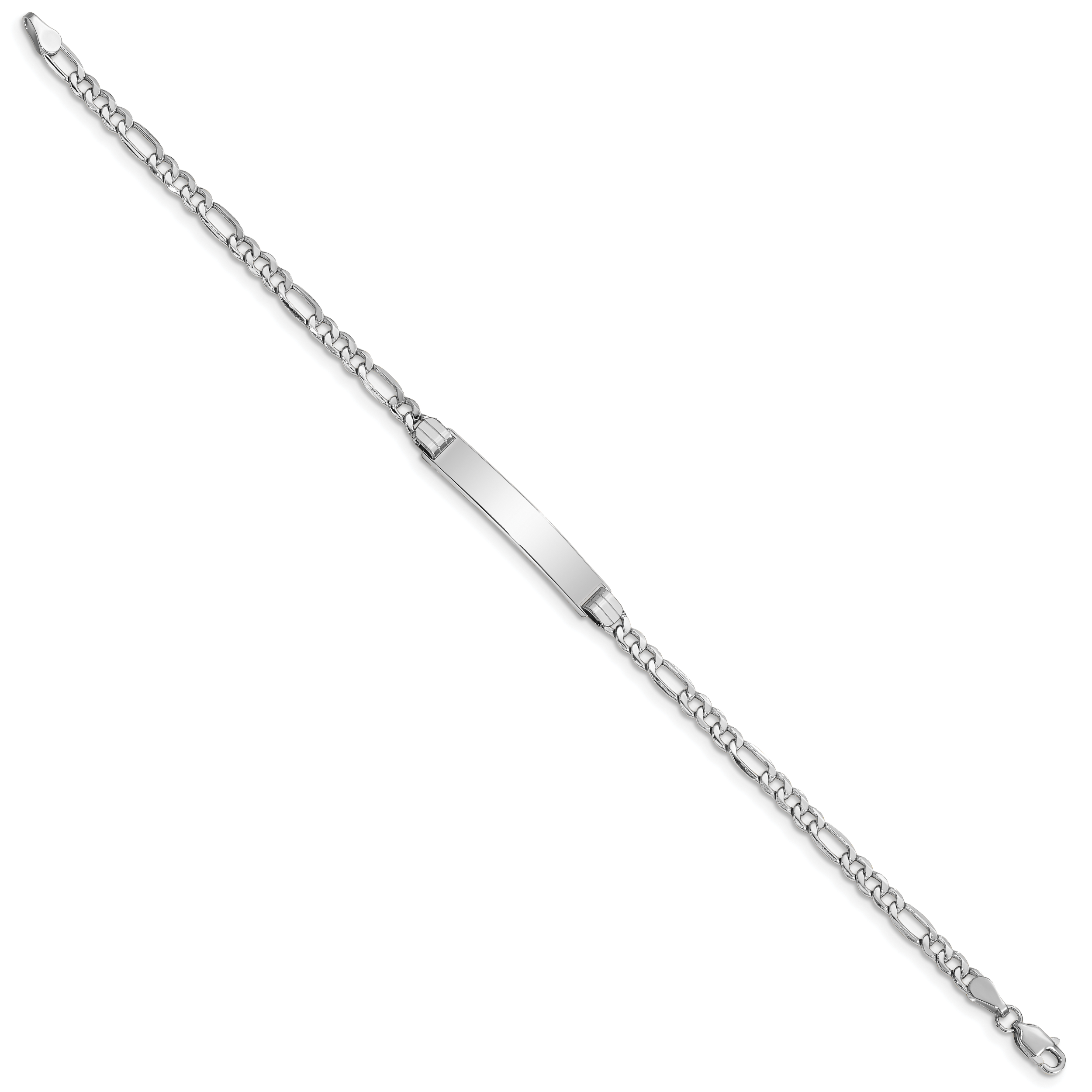 14K Wg Polished Semi-Solid Figaro Link Id Bracelet