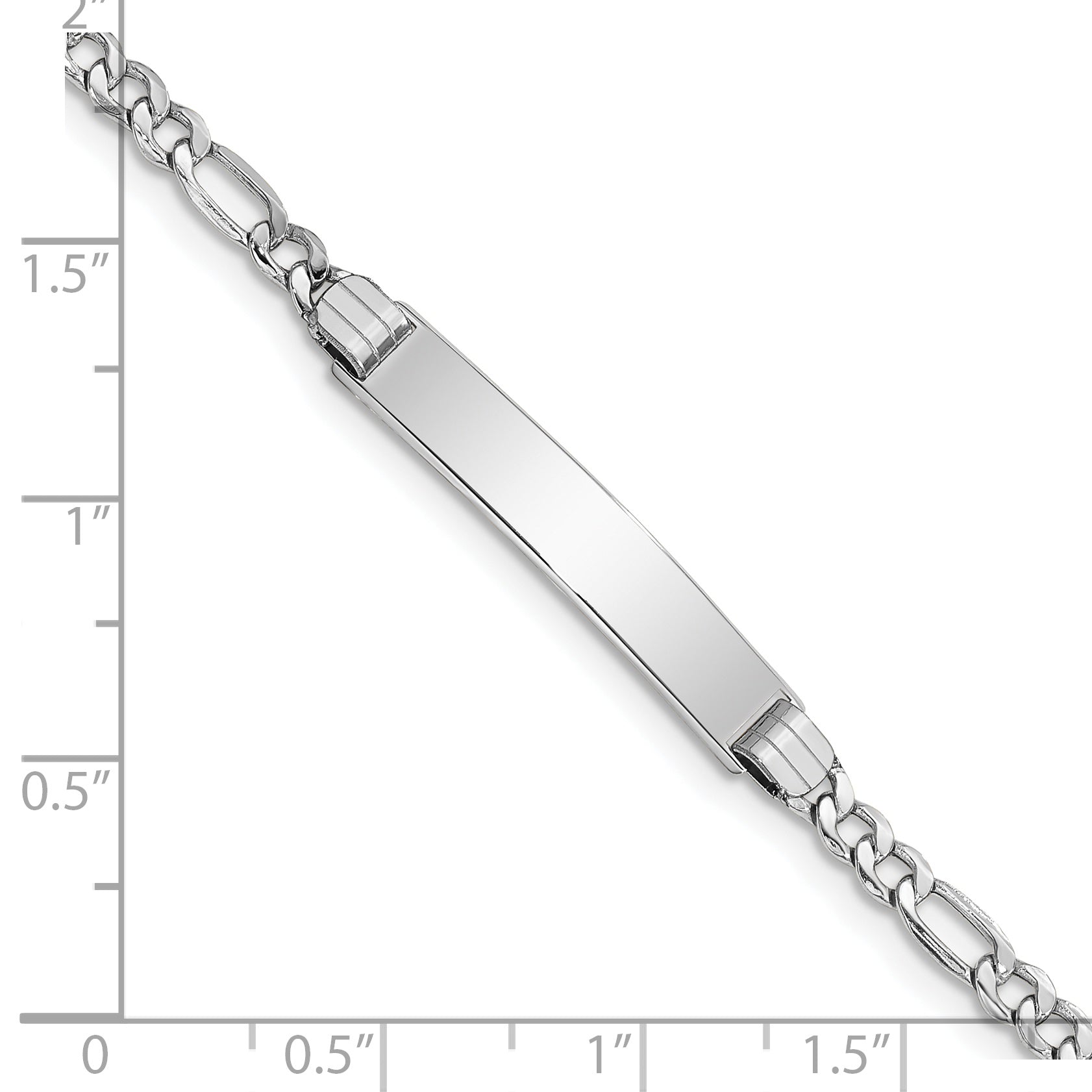 14K Wg Polished Semi-Solid Figaro Link Id Bracelet