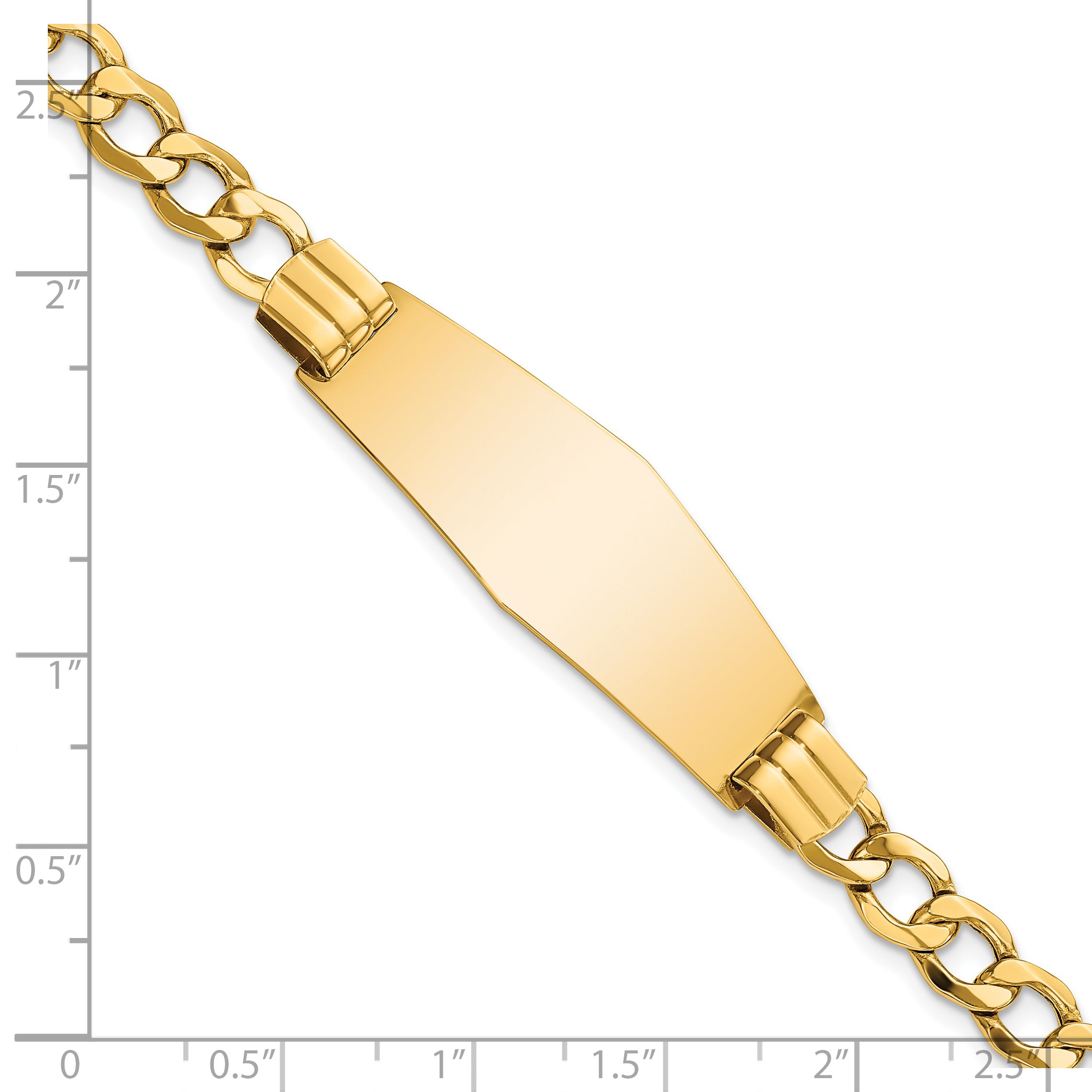 14K Semi-Solid Soft Diamond Shape Curb Link Id Bracelet