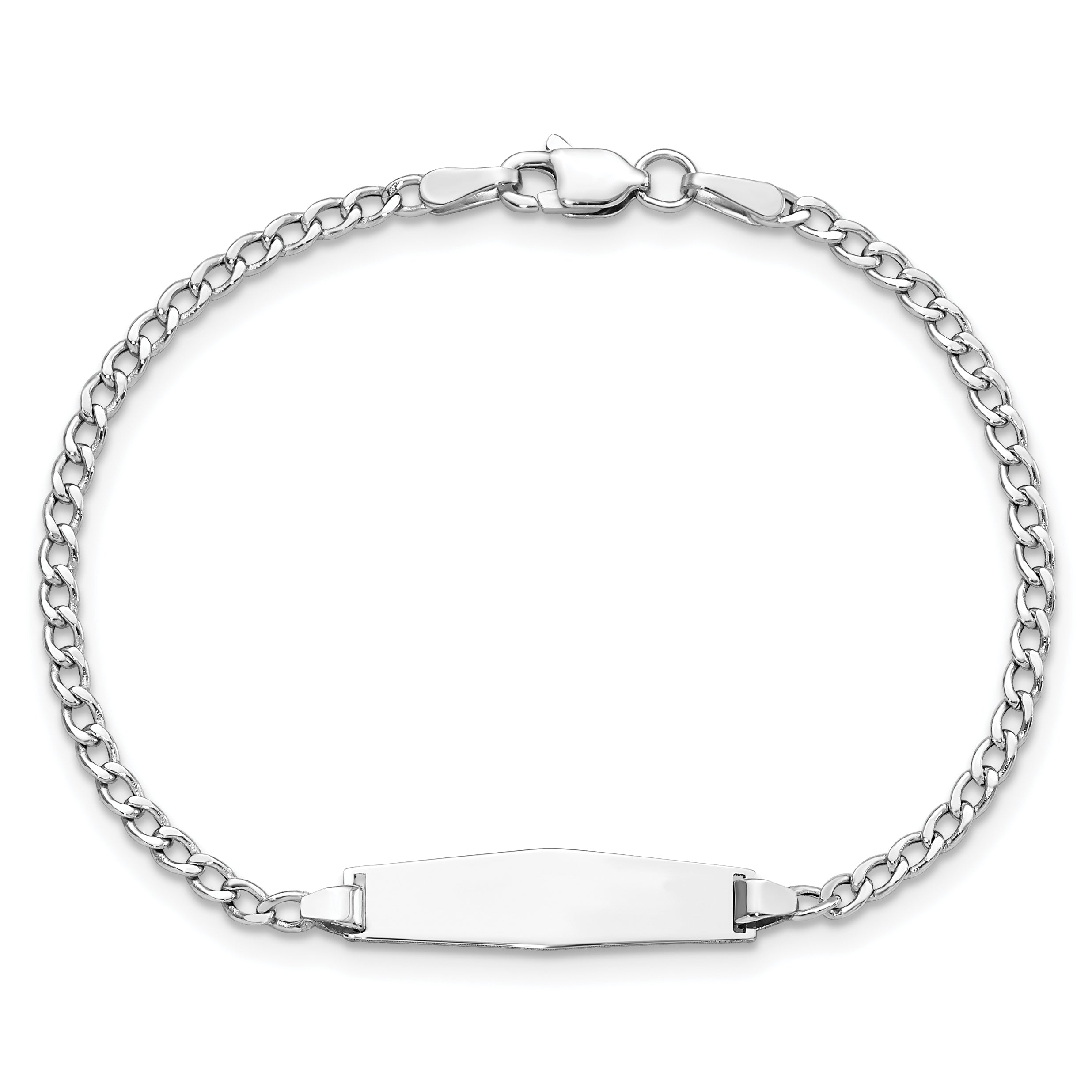 14K Wg Semi-Solid Soft Diamond Shape Cuban Id Bracelet