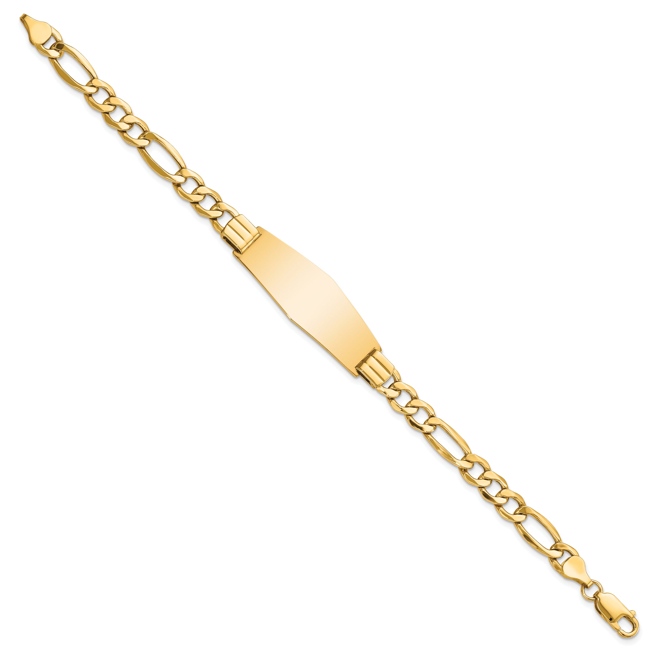 14K Polished Semi-Solid Soft Diamond Shape Figaro Id Bracelet