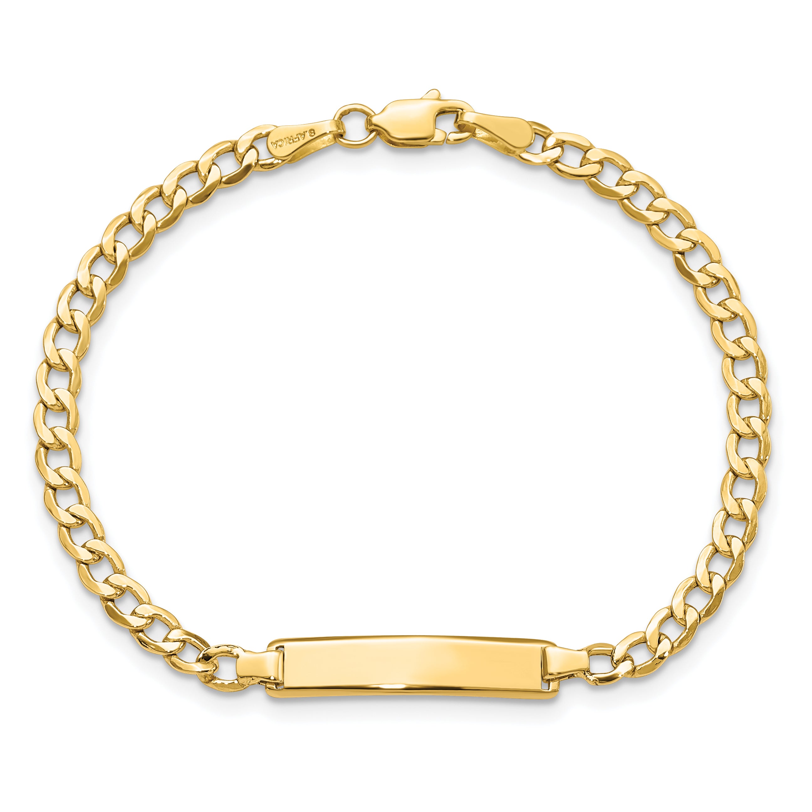 14k Polished Semi-Solid Chain/Solid Plate Cuban Link 19.5x4.5mm Plate 7 inch ID Bracelet