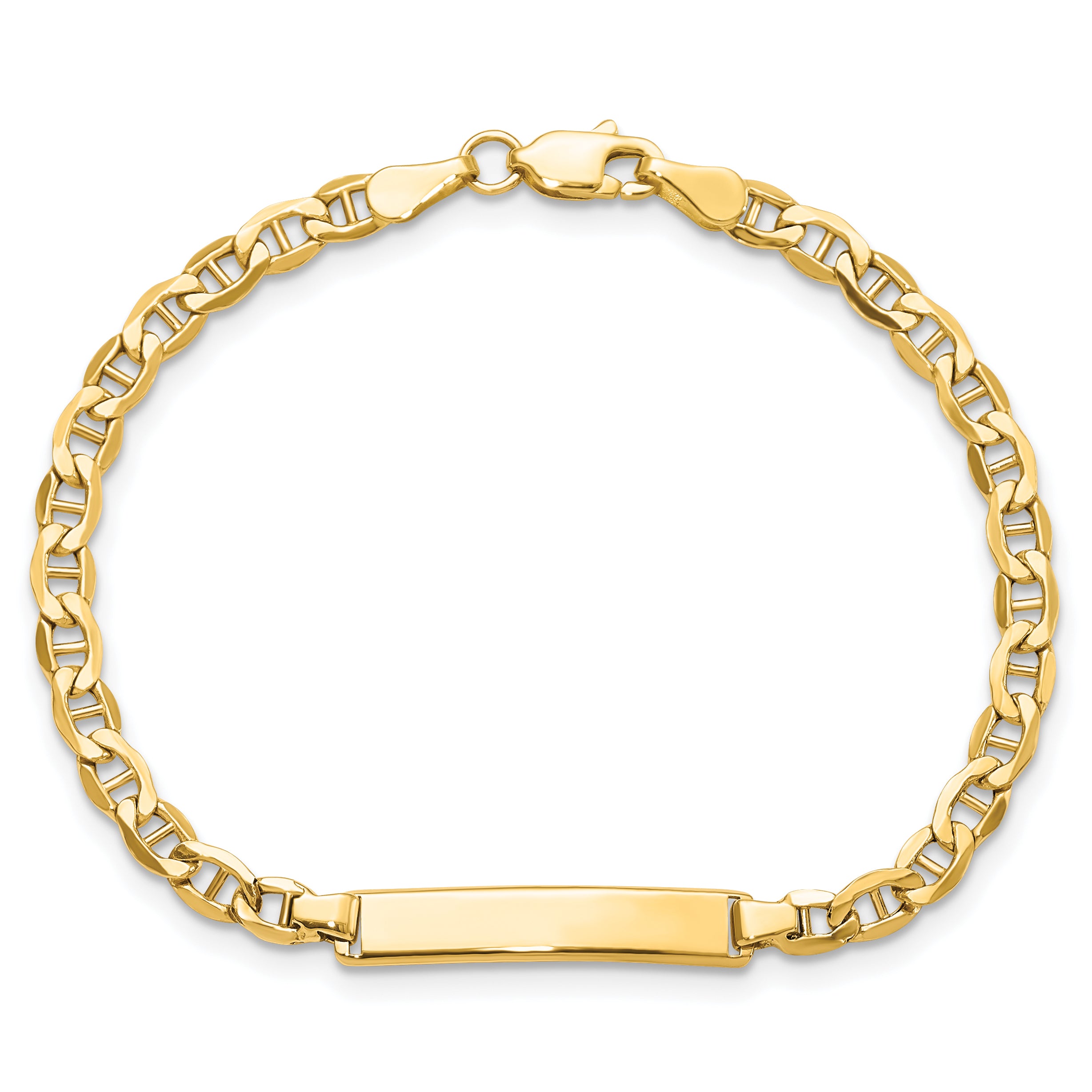 14k Polished Semi-Solid Chain/Solid Plate Anchor Link 22.5x4.5mm Plate 7 inch ID Bracelet