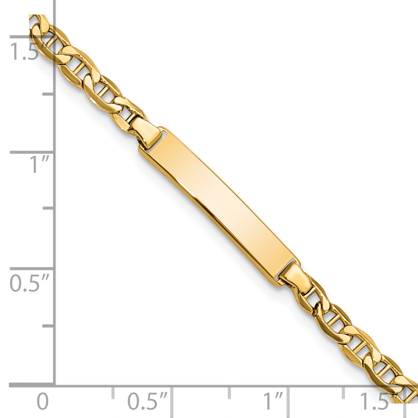 14k Polished Semi-Solid Chain/Solid Plate Anchor Link 22.5x4.5mm Plate 7 inch ID Bracelet