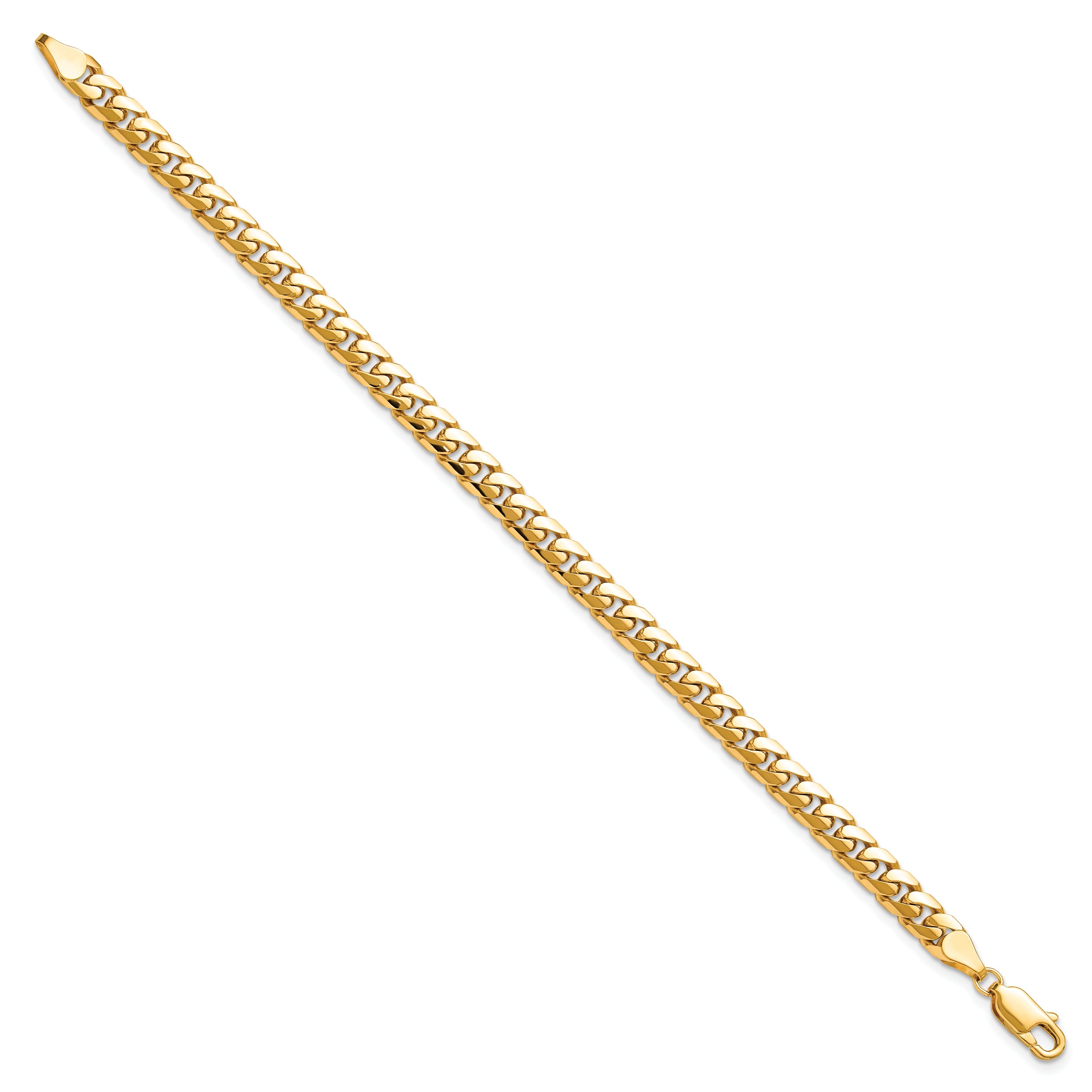 14K 8 Inch 5Mm Solid Miami Cuban Link With Lobster Clasp Bracelet