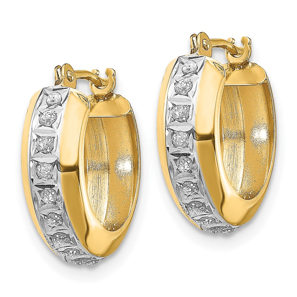 14kDiamond Fascination Round Huggy Hinged Hoop Earrings