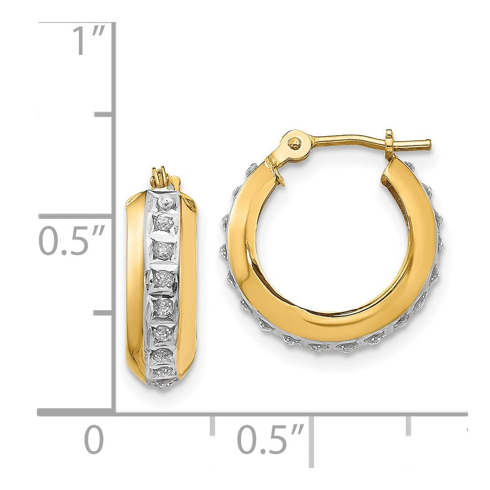 14kDiamond Fascination Round Huggy Hinged Hoop Earrings