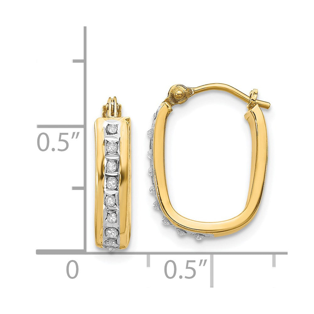 14k Diamond Fascination Squared Hinged Hoop Earrings