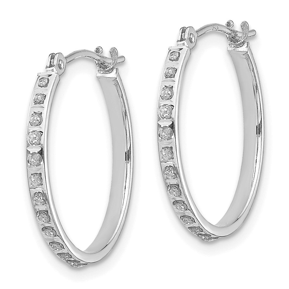 14k White Gold Diamond Fascination Round Hinged Hoop Earrings