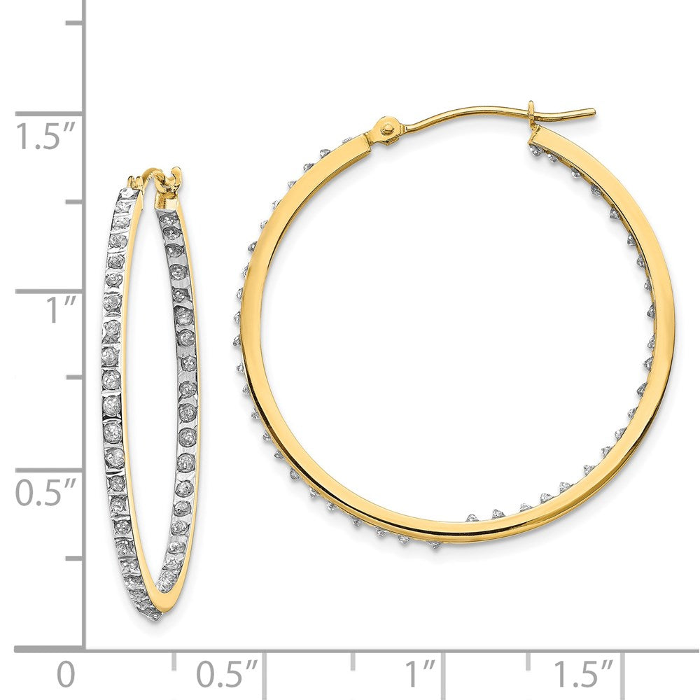 14k Diamond Fascination Round Hinged Hoop Earrings
