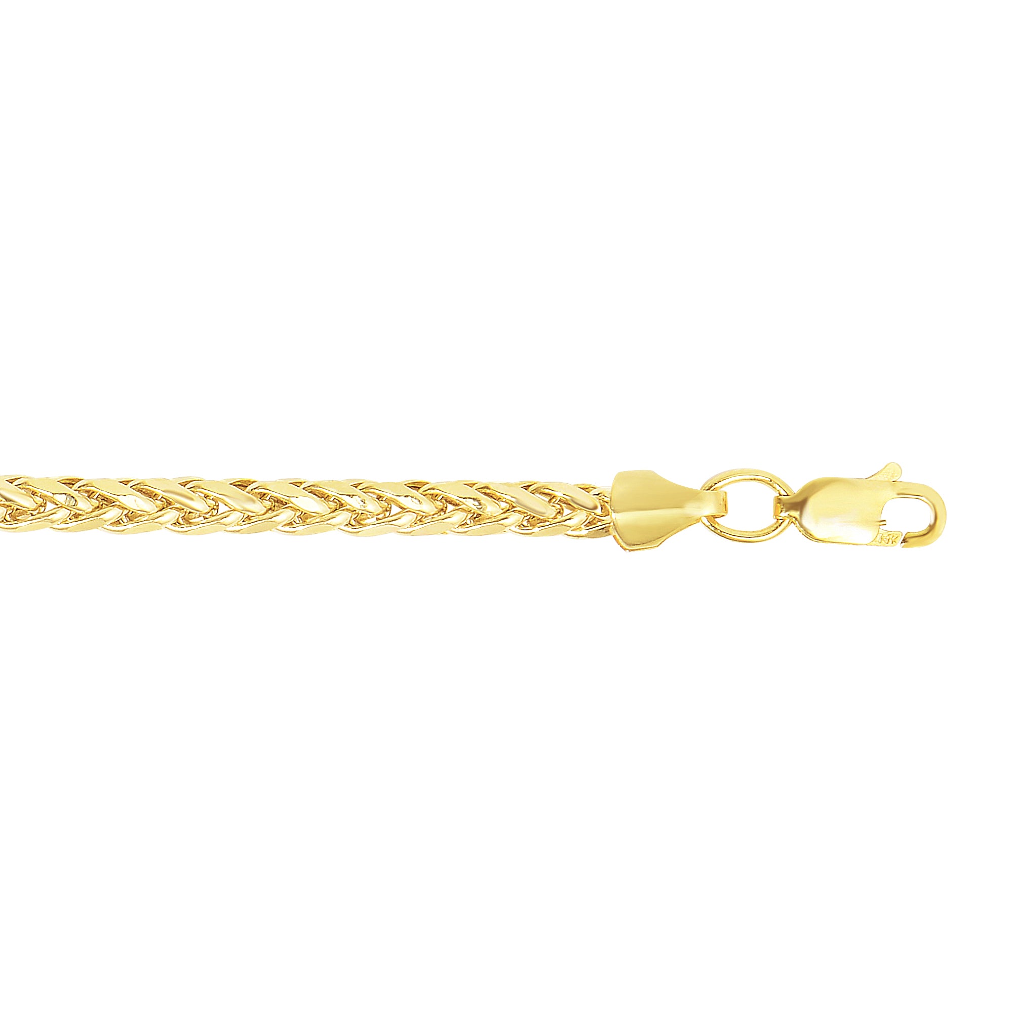 14K Yellow Gold 3.15mm Diamond Cut Lite Round Wheat 24" Chain with Lobster Lock