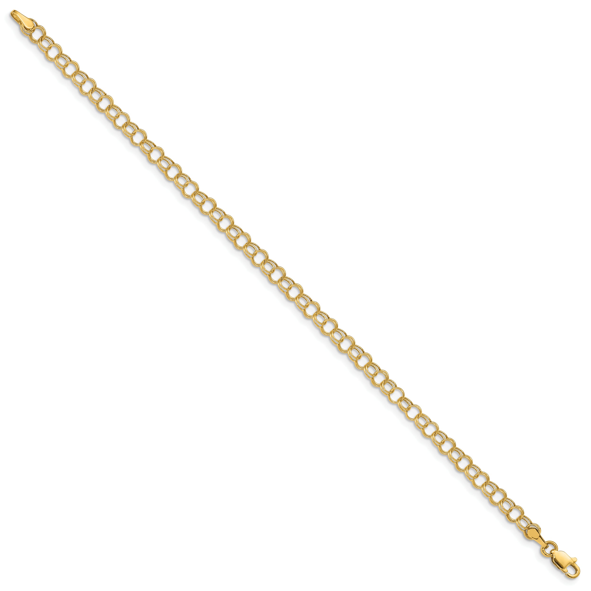 14K Hollow Double Link Charm Bracelet