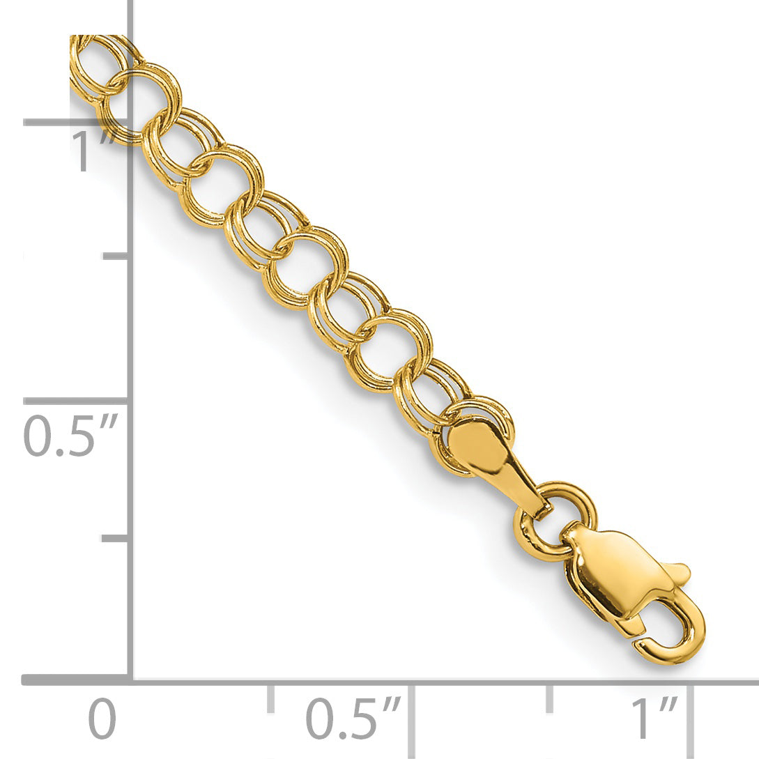 14K Hollow Double Link Charm Bracelet
