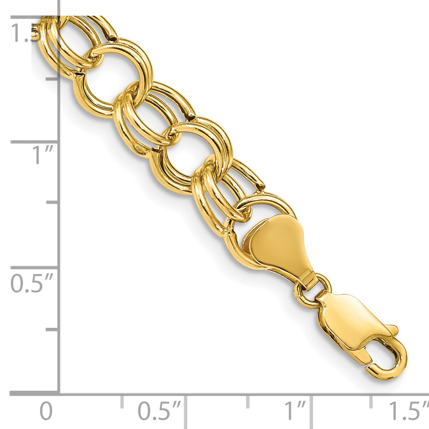 14K Hollow Double Link Charm Bracelet