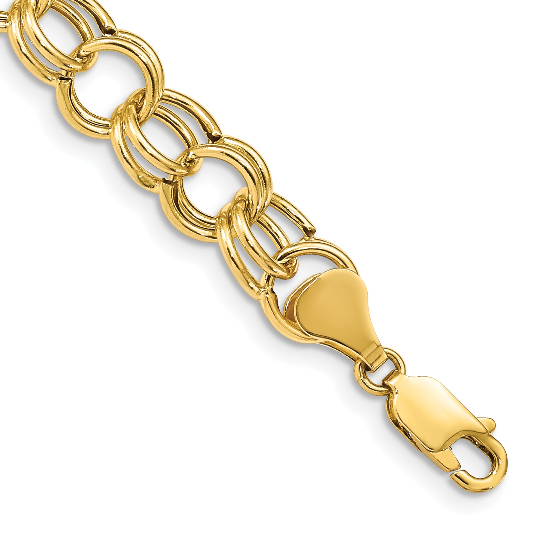 14K Hollow Double Link Charm Bracelet