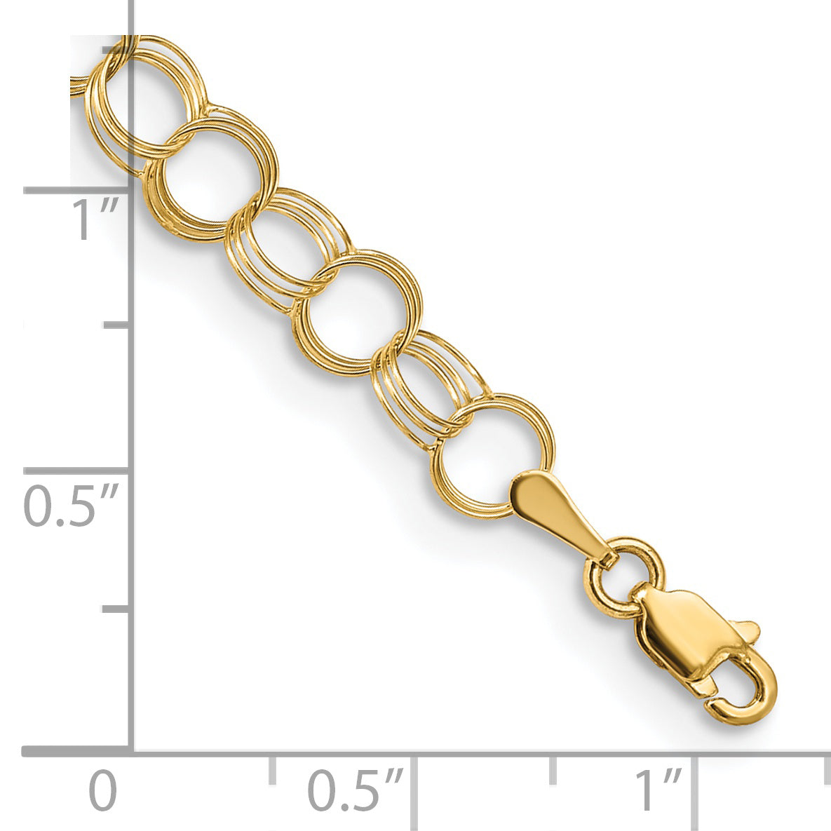 14K Solid Triple Link Charm Bracelet