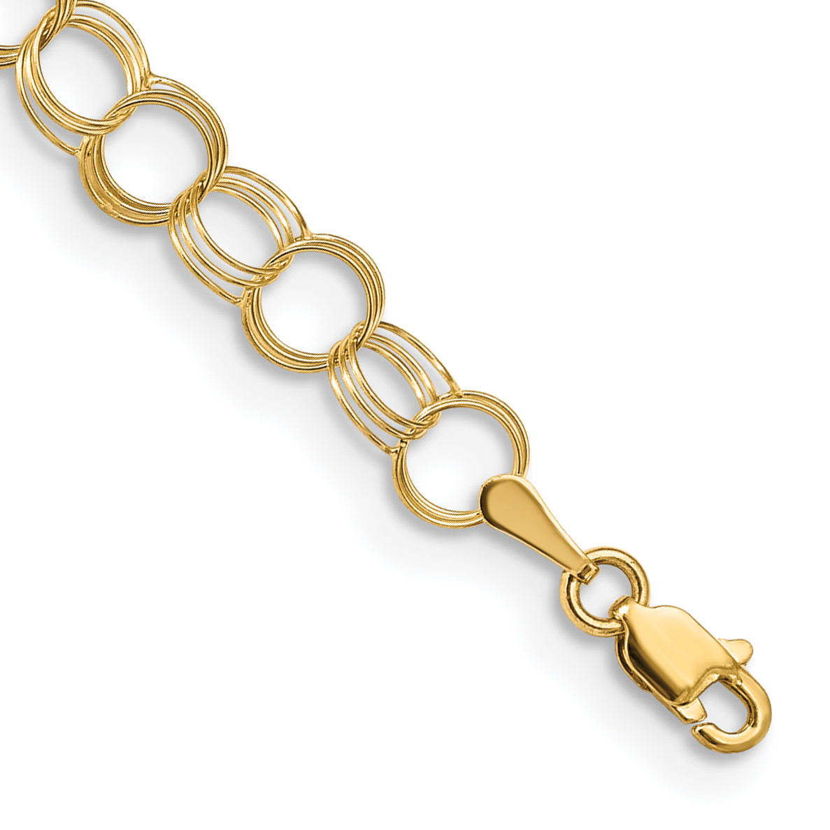 14K Solid Triple Link Charm Bracelet