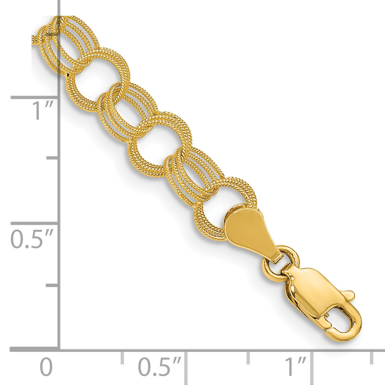 14K Solid Triple Link Charm Bracelet