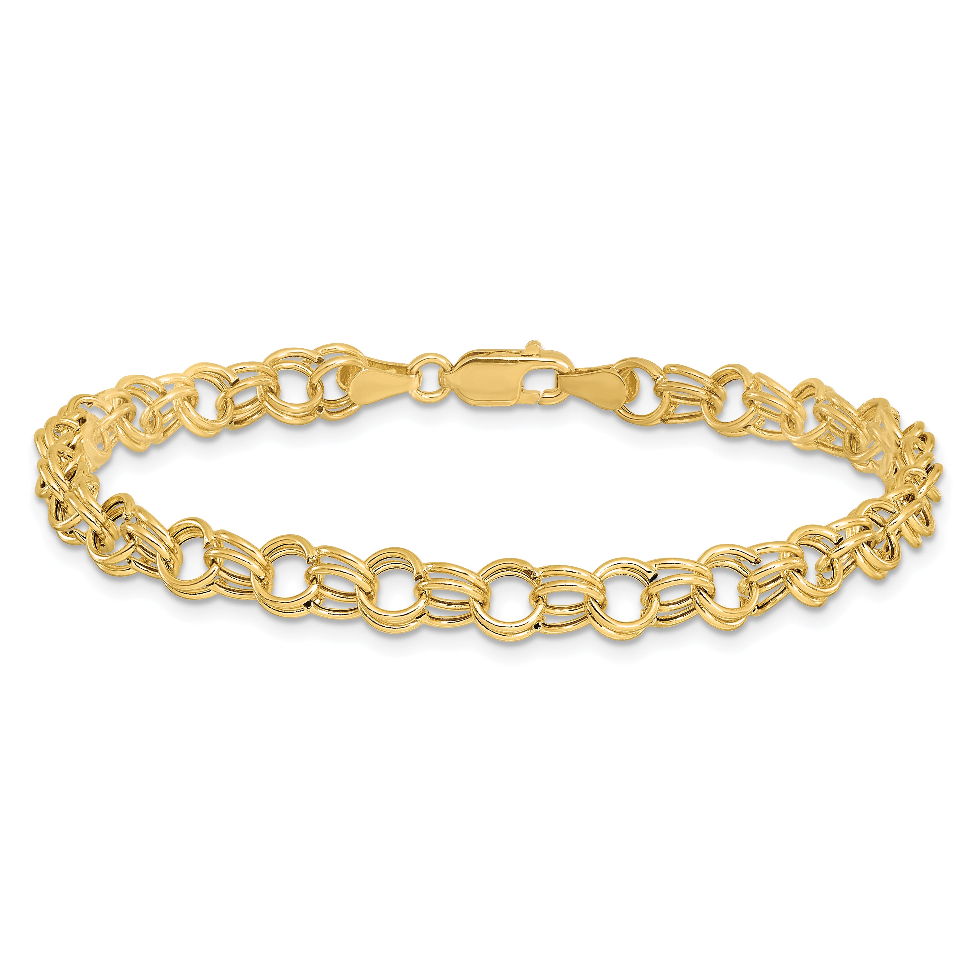 14K Hollow Double Link Charm Bracelet