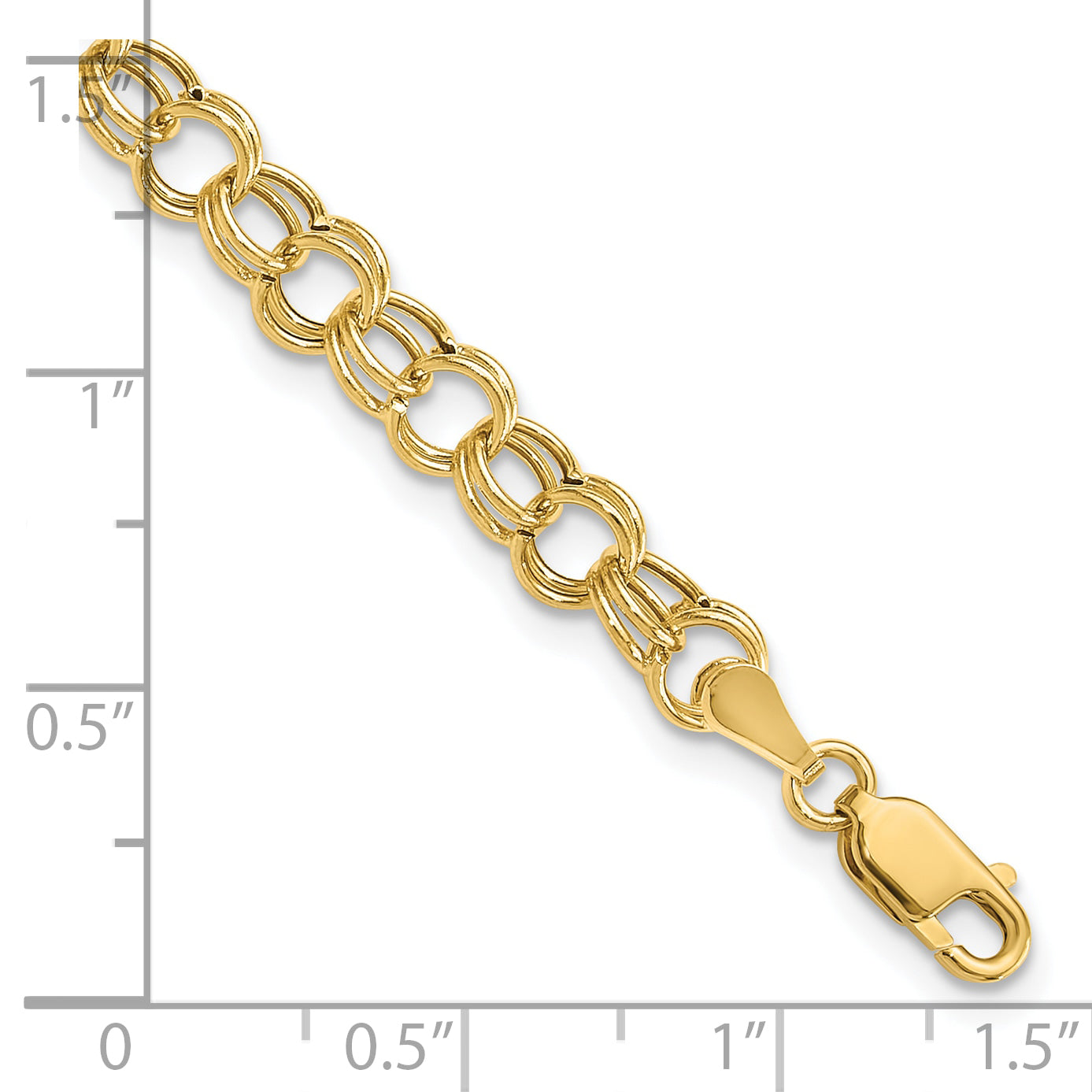 14K Hollow Double Link Charm Bracelet