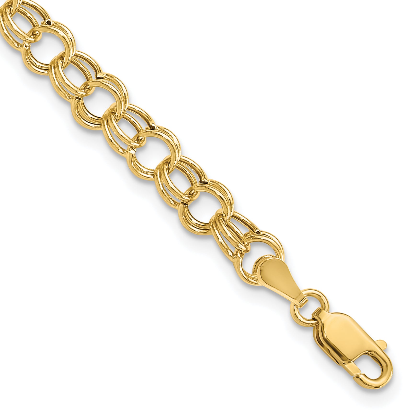 14K Hollow Double Link Charm Bracelet