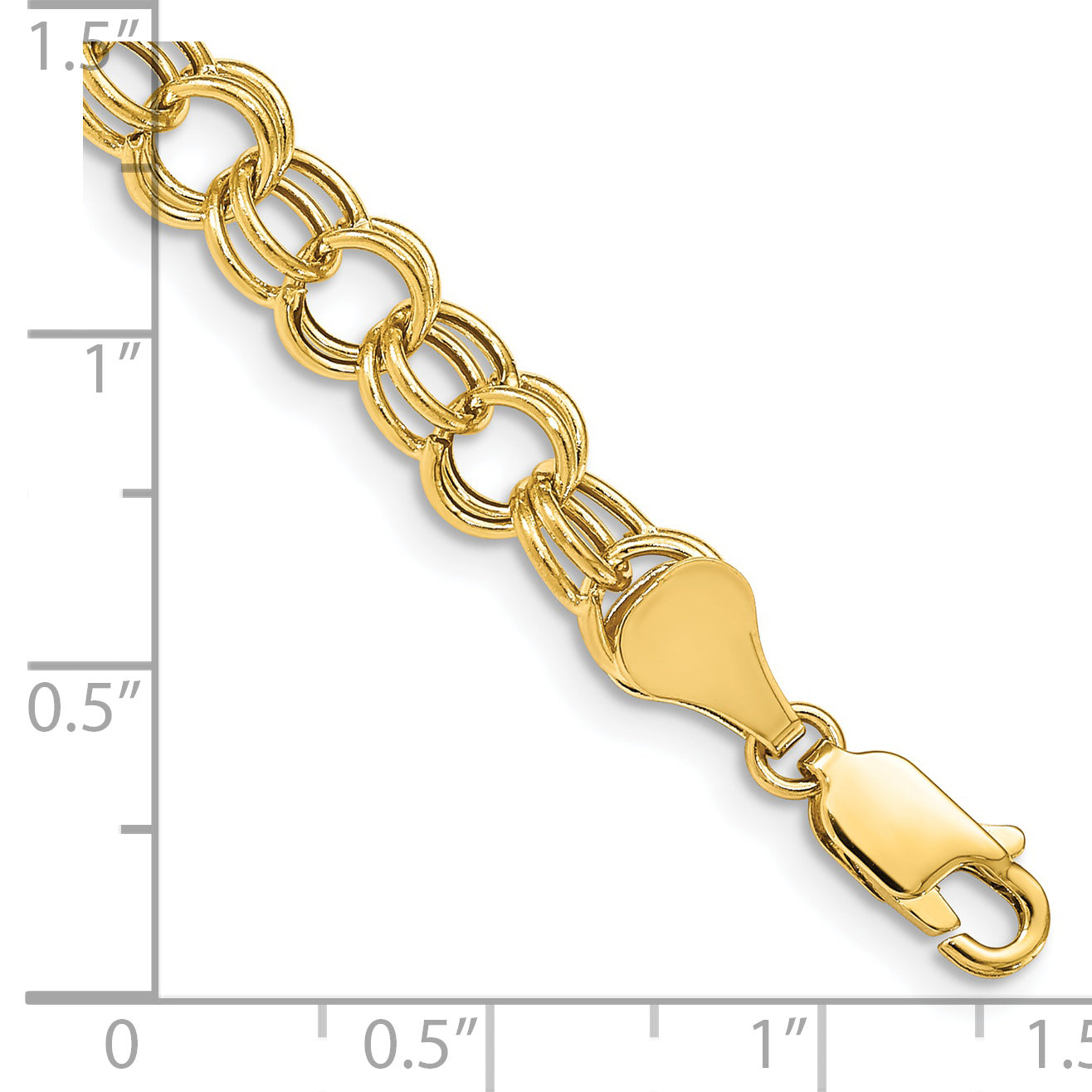 14K Hollow Double Link Charm Bracelet