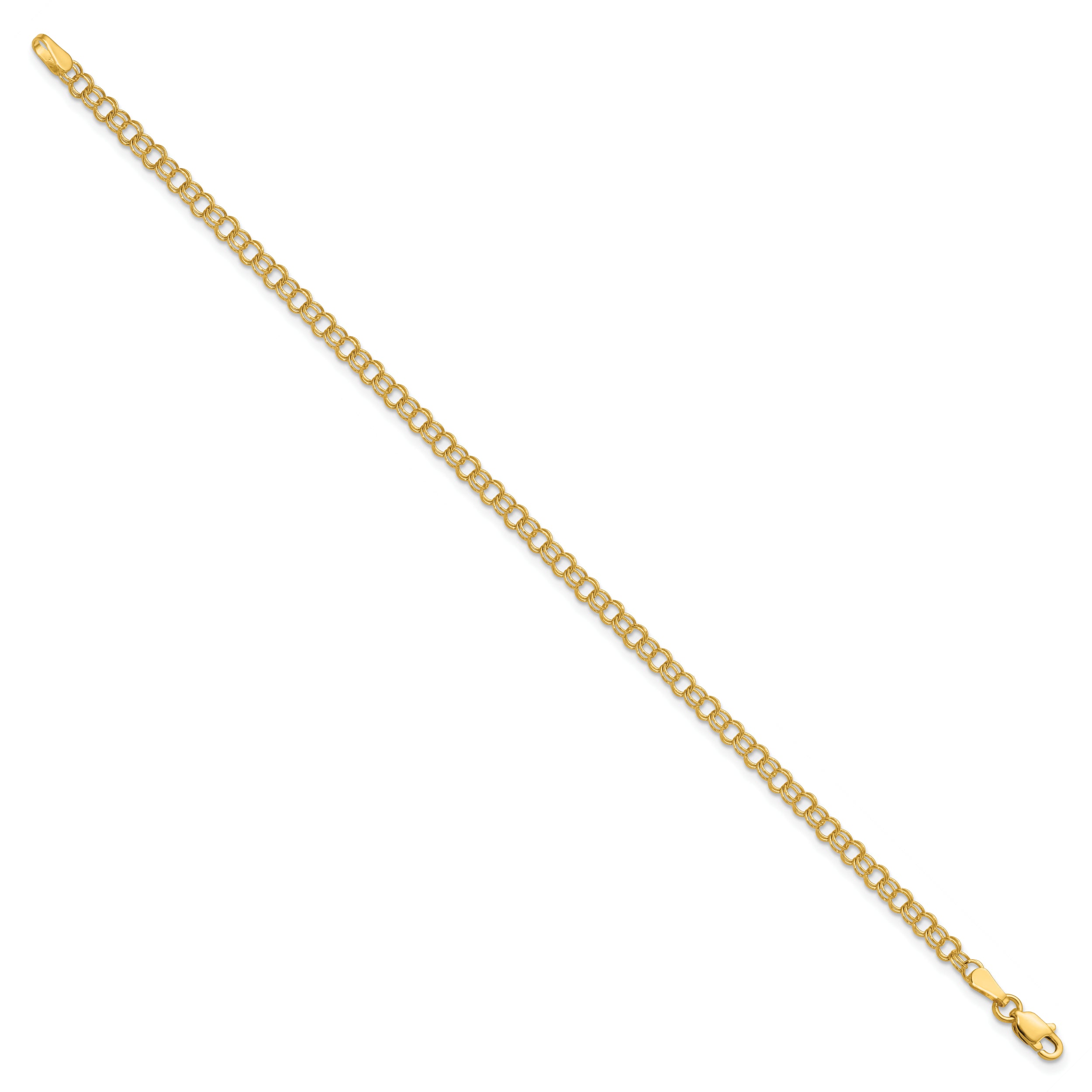 14K 3.5Mm Solid Double Link Charm Bracelet
