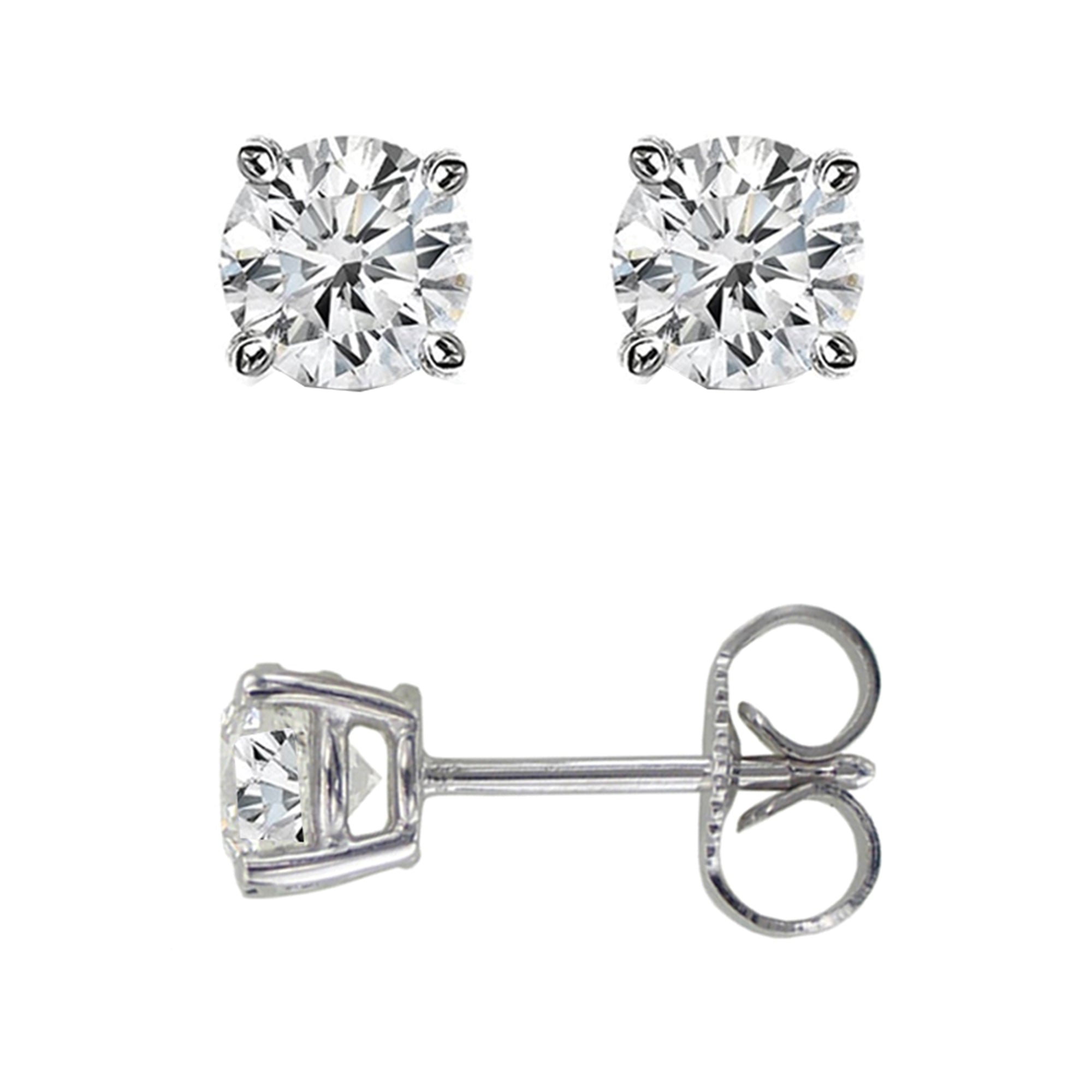 14K White Gold .05Ct J-K/I1-I2 Round Diamond Stud Earring