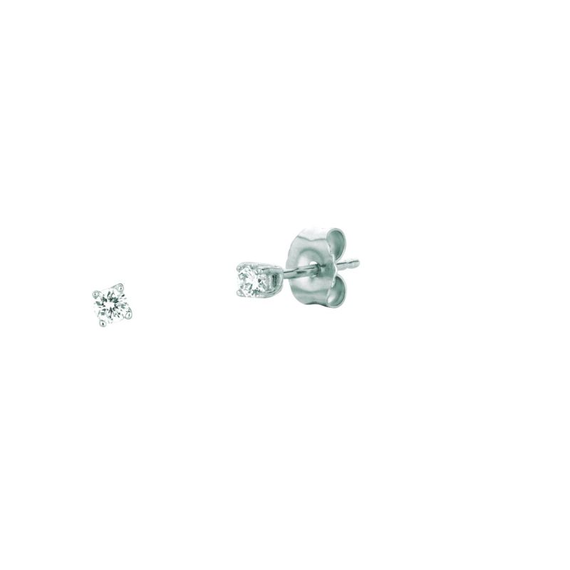 14K White Gold .10Ct I-J/I1 Round Diamond Stud Earring