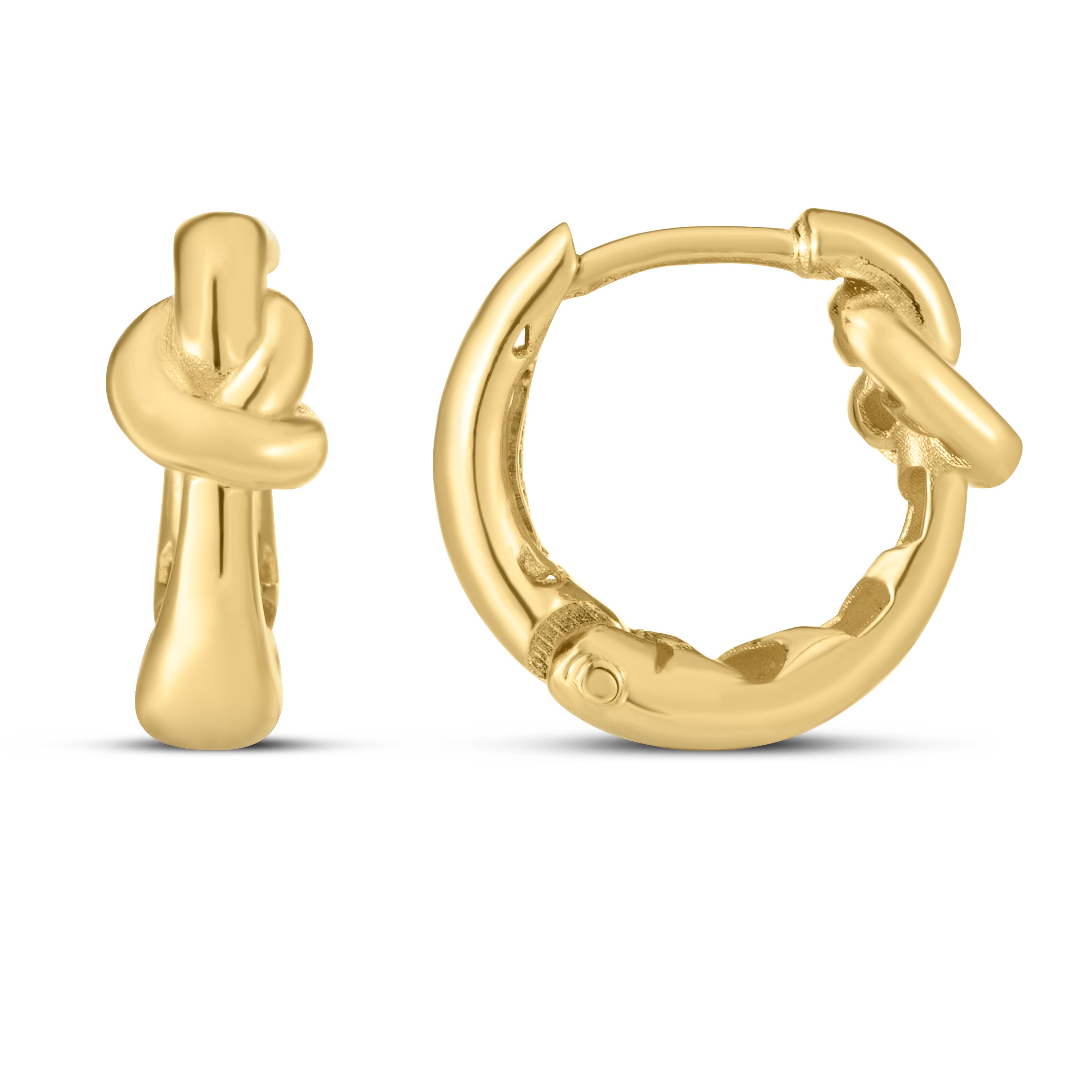 14K Yellow Gold Loveknot Hoops With Snap Clasp