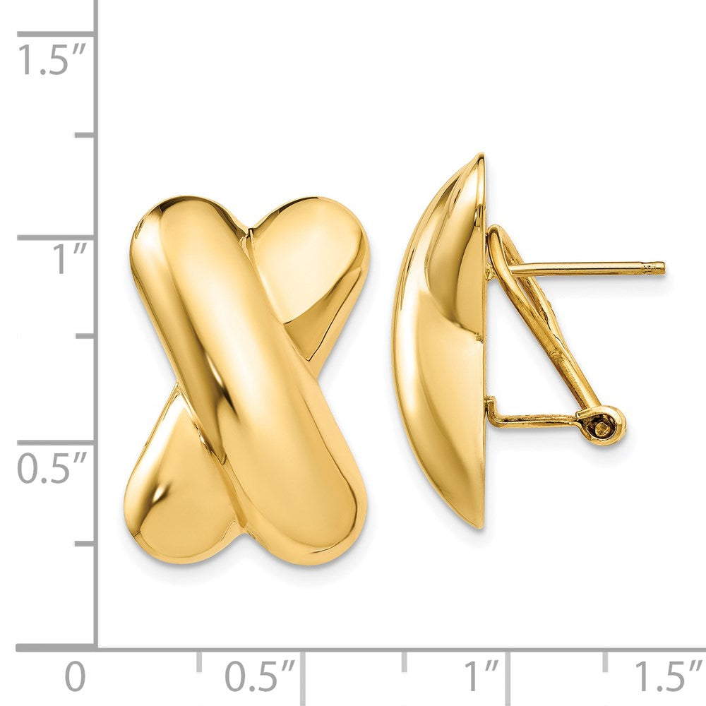 14k Polished X Omega Back Post Earrings