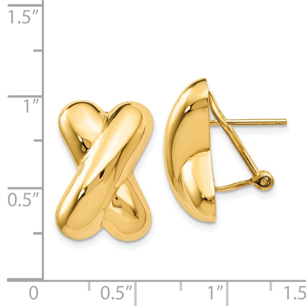 14k Polished X Omega Back Post Earrings