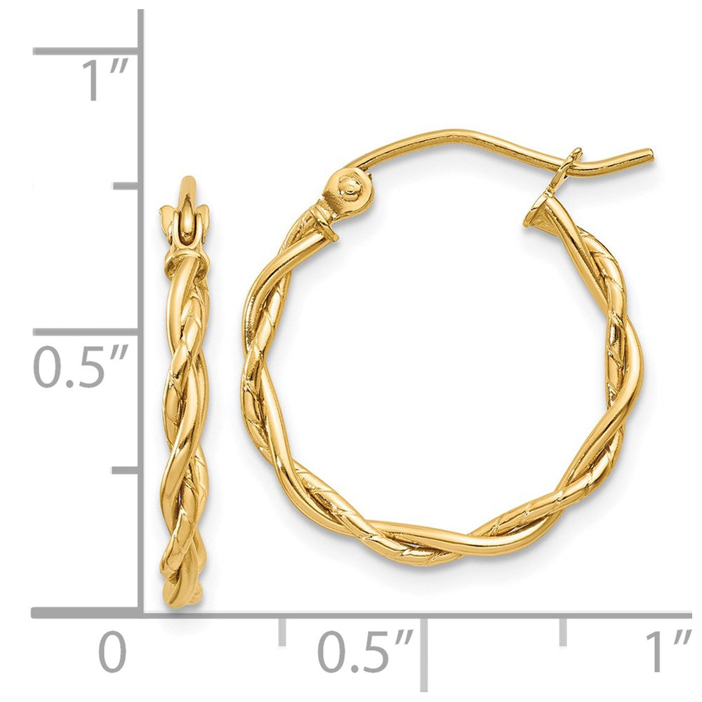 14k Polished 2.25mm Twisted Hoop Earrings