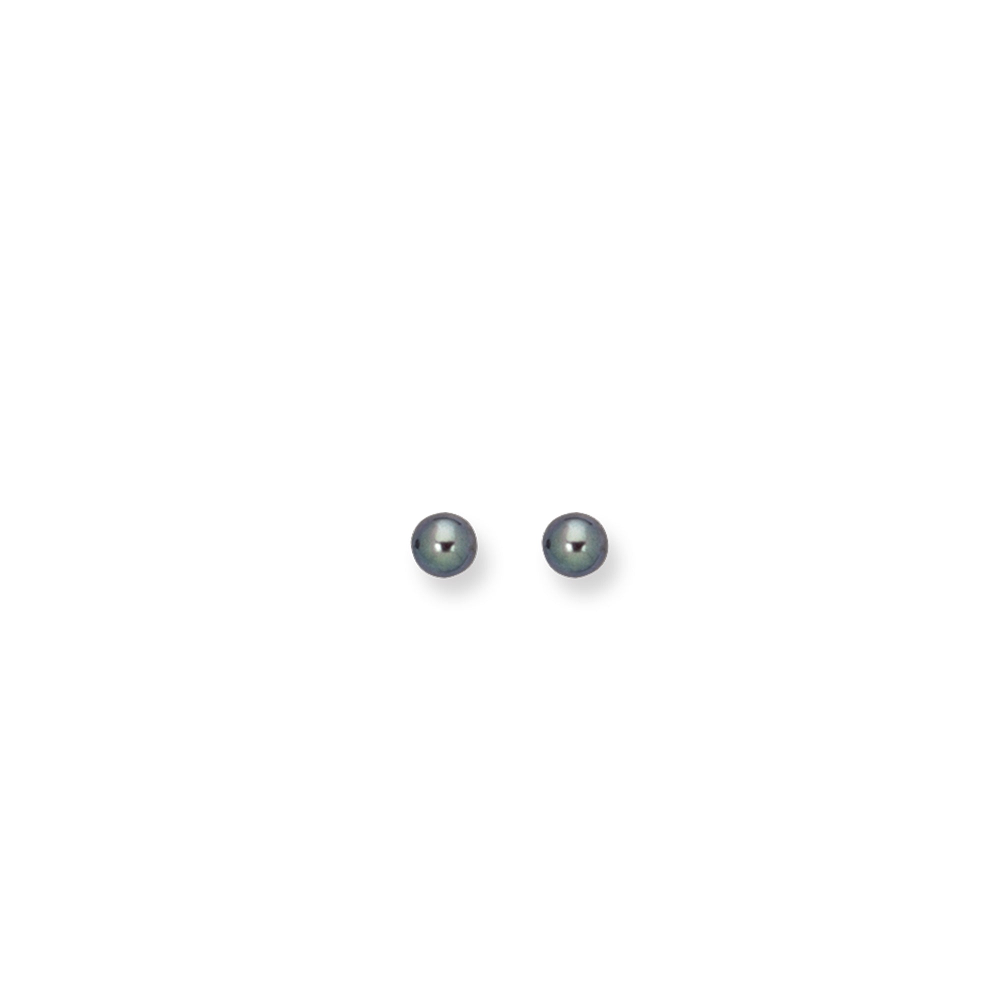14K White Gold 6MM Black Pearl Stud Earring
