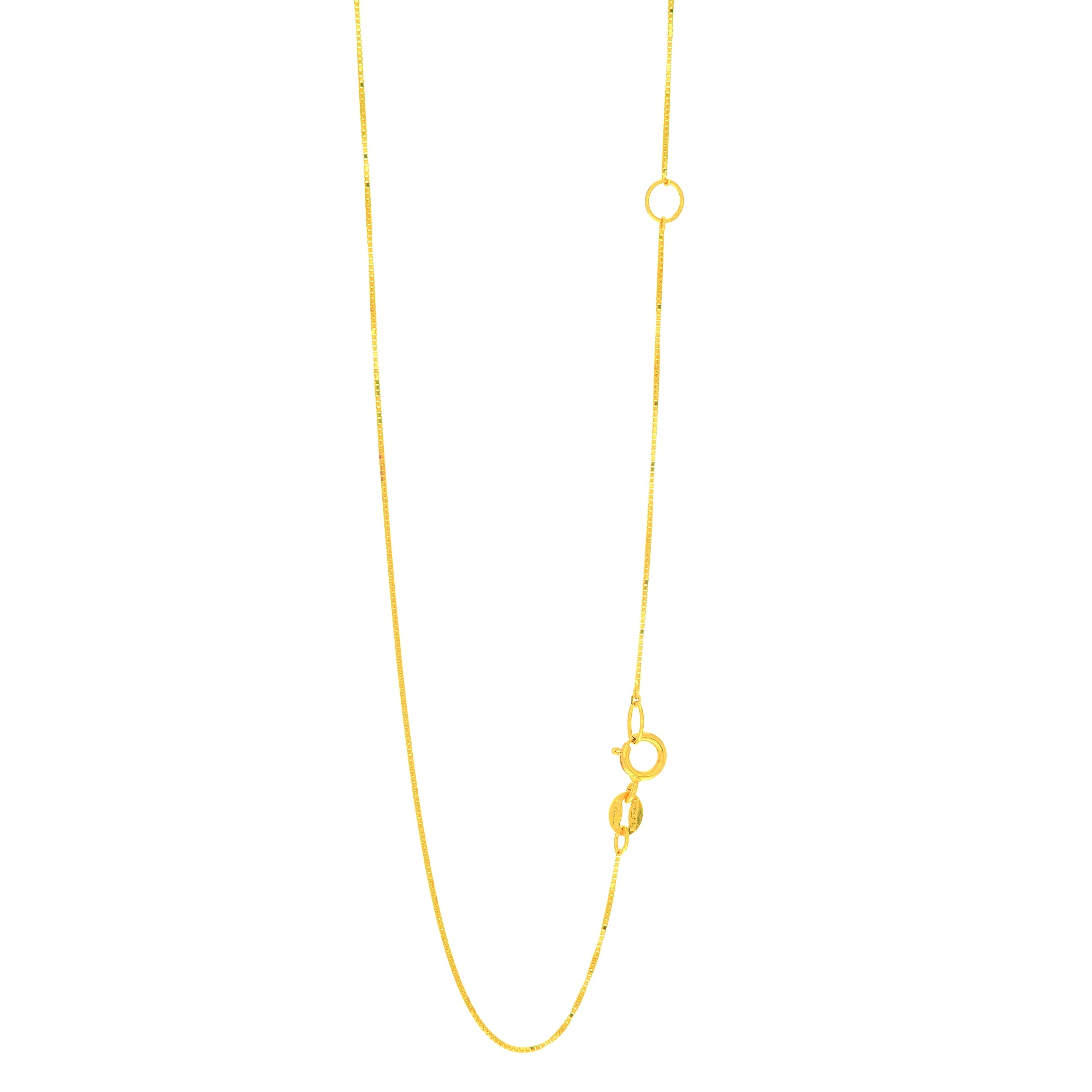 14K Yellow Gold 0.6mm Extendable Box 18" Chain (Jump Ring at 16 inch) with Spring Ring