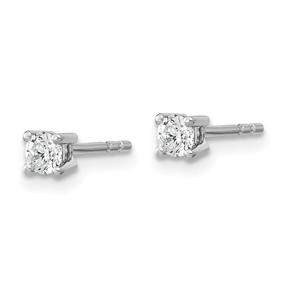 14k White Gold 1/10 carat total weight Round VS/SI GH Lab Grown Diamond 4 Prong Stud Post Earrings