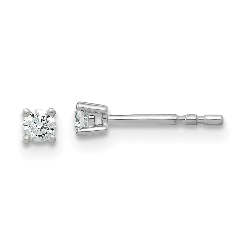 14k White Gold 1/10 carat total weight Round VS/SI GH Lab Grown Diamond 4 Prong Stud Post Earrings
