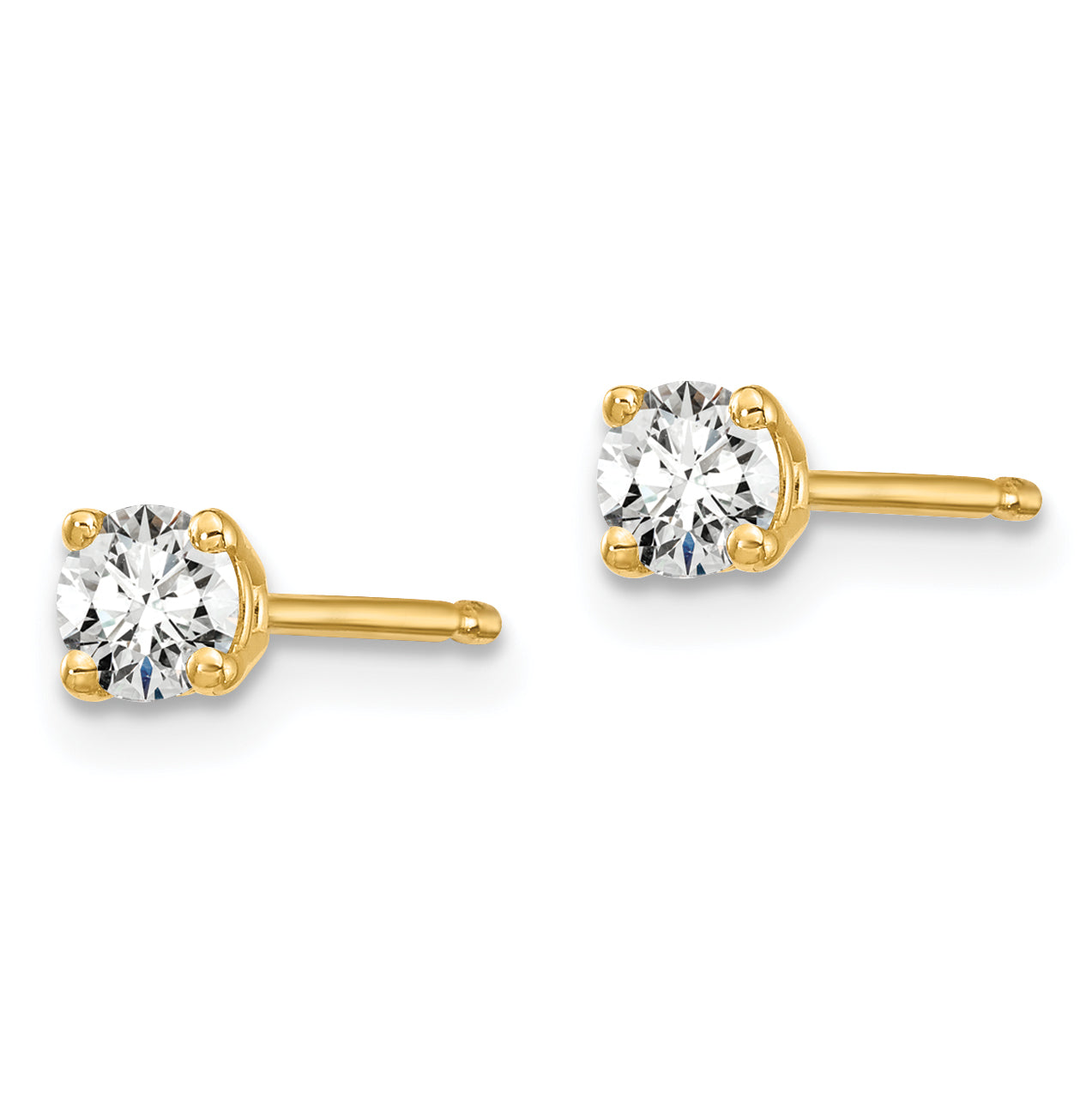 14K 1/5 Carat Total Weight Round Vs/Si Def Lab Grown Diamond 4 Prong Stud Post Earrings
