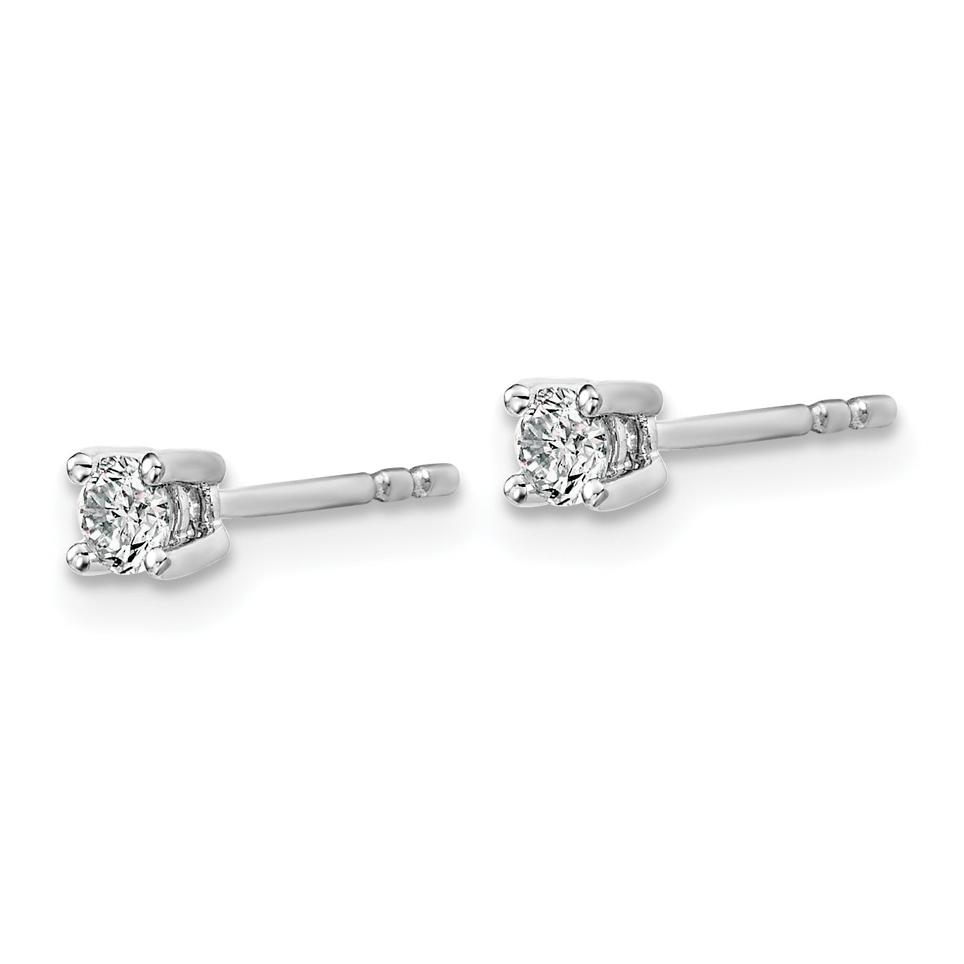 14K White Gold 1/7 Carat Total Weight Round Vs/Si Def Lab Grown Diamond 4 Prong Stud Post Earrings