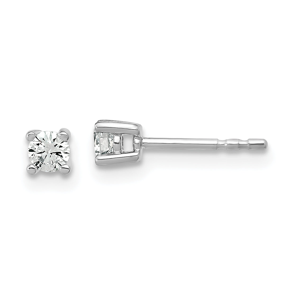 14K White Gold 1/10 Carat Total Weight Round Vs/Si Def Lab Grown Diamond 4 Prong Stud Post Earrings