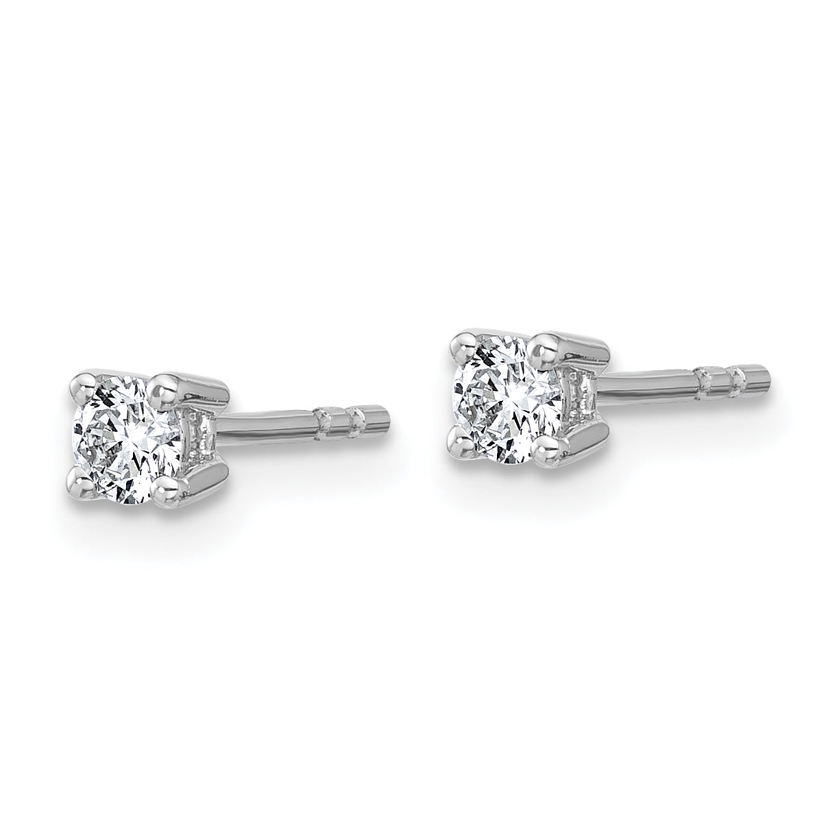 14K White Gold 1/4 Carat Total Weight Round Certified Vs/Si Gh Lab Grown Diamond 4 Prong Stud Post Earrings