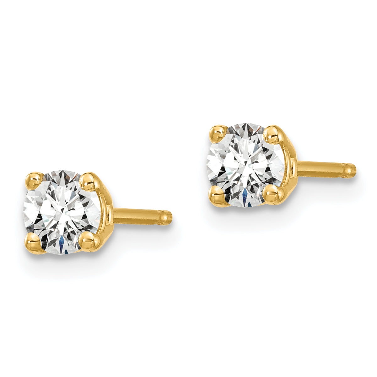 14K 1/3 Carat Total Weight Round Certified Vs/Si Def Lab Grown Diamond 4 Prong Stud Post Earrings