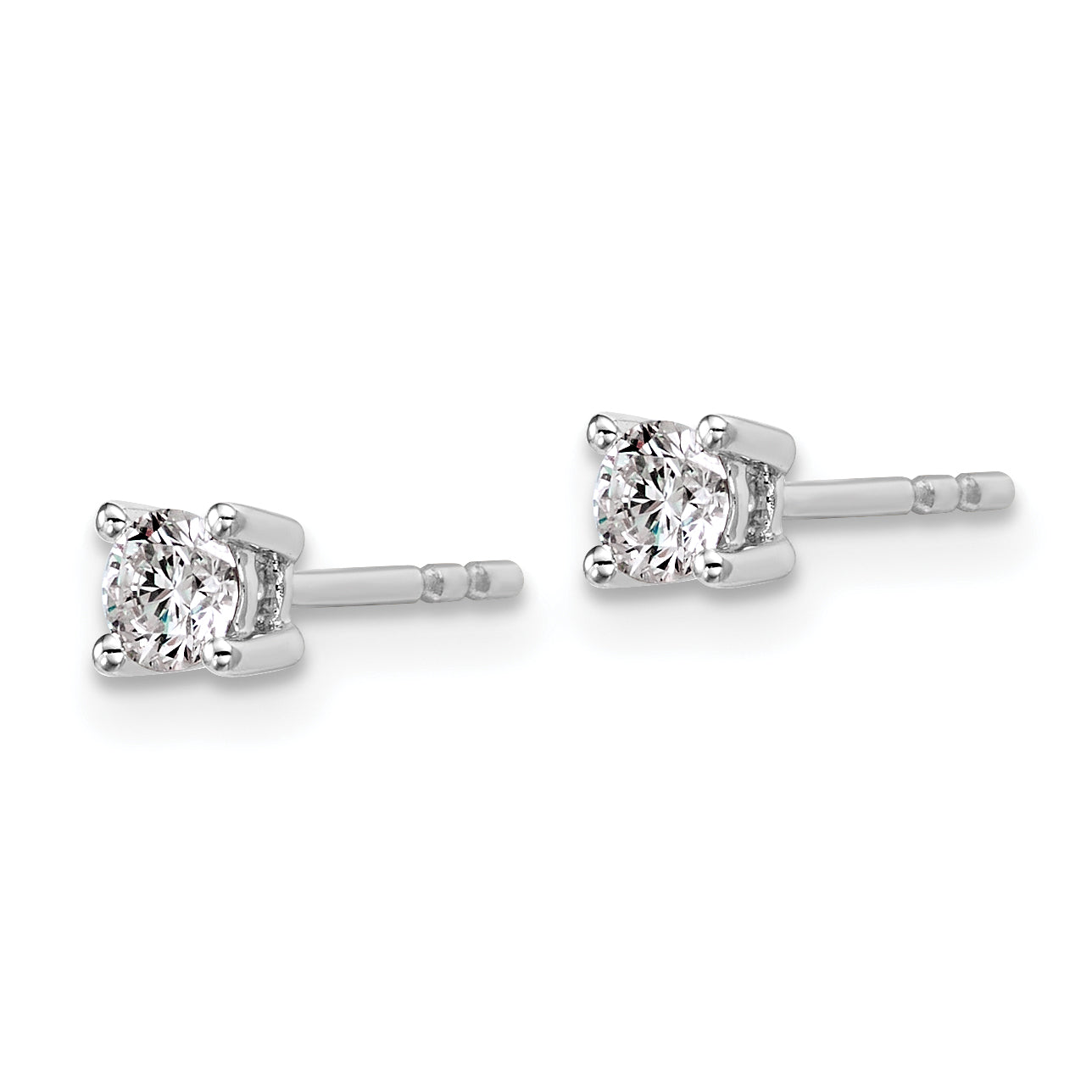 14K White Gold 1/3 Carat Total Weight Round Certified Vs/Si Def Lab Grown Diamond 4 Prong Stud Post Earrings