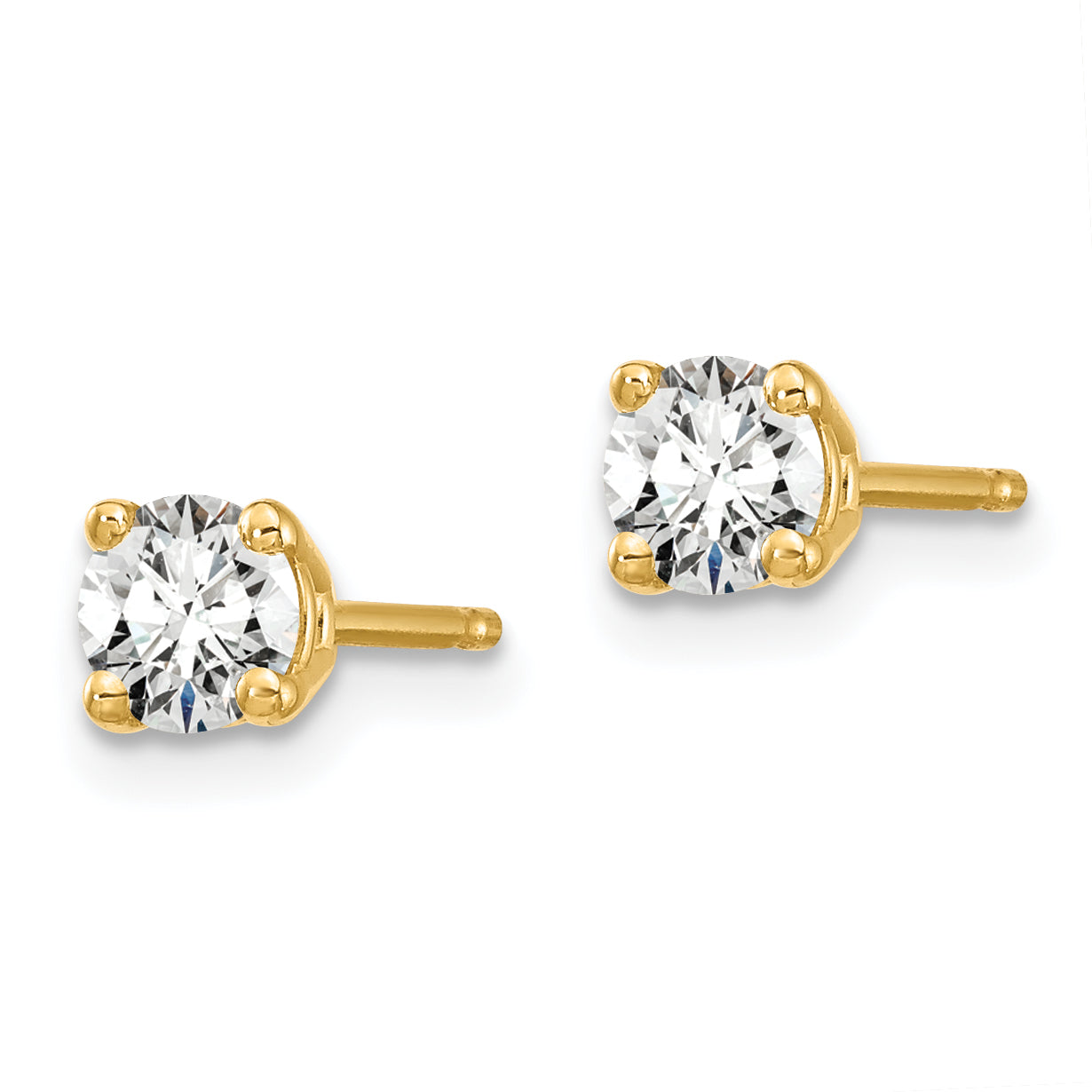 14K 1/2 Carat Total Weight Round Certified Vs/Si Def Lab Grown Diamond 4 Prong Stud Post Earrings